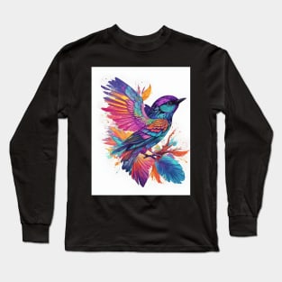 Bright Whimsical Bird Long Sleeve T-Shirt